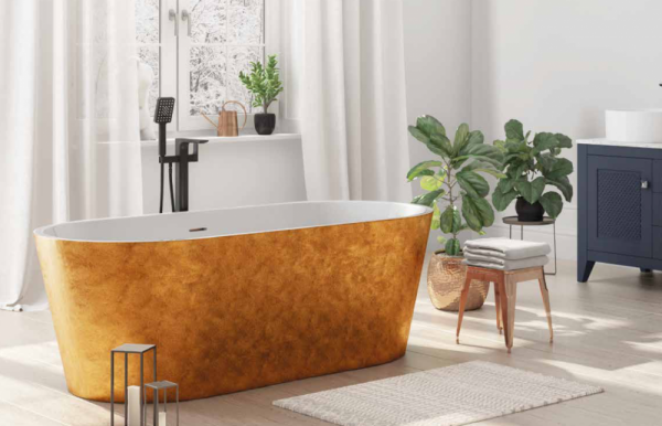 Elementa Blair 1800mm x 820mm Freestanding Acrylic Bath Availible in 4 colours, Copper - Silver - Gold - Marble